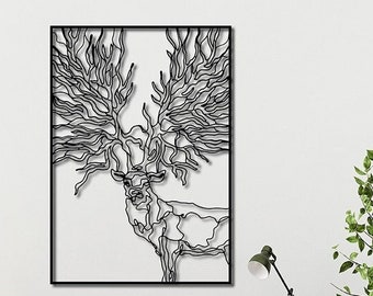 Deer Metal Wall Art: Modern Silhouette Animal Decor