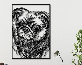 Mops Dog Metal Wall Art: Modern Silhouette Decor