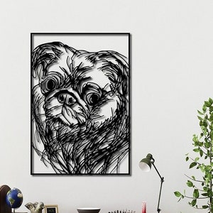 Mops Dog Metal Wall Art: Modern Silhouette Decor