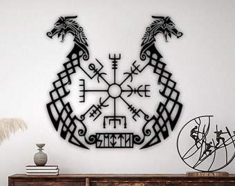 Vegvisir Metal Wall Art: Norse Viking Symbol Decor