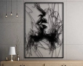 Kissing Couple Metal Wall Art: Modern Silhouette Home Decor