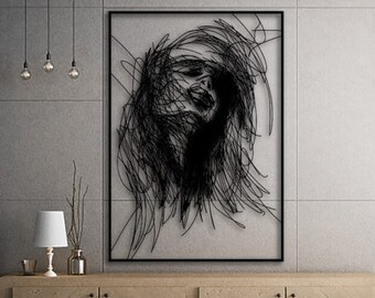 Minimalist Female Metal Wall Art: Modern Line Silhouette