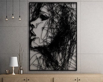 Minimalist Female Line Art: Modern Metal Wall Decor