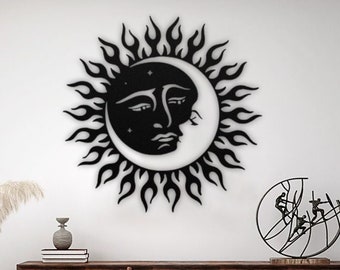 Sun & Moon Metal Wall Art: Modern Celestial Decor