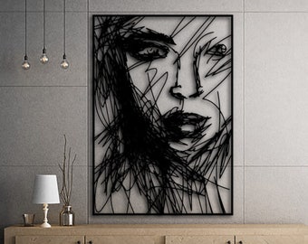 Minimalist Female Line Art: Modern Metal Wall Decor
