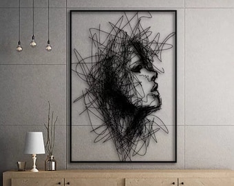 Minimalist Metal Female Line Art: Modern Home Decor