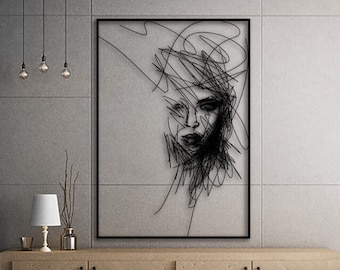 Minimalist Female Line Art: Modern Metal Wall Decor