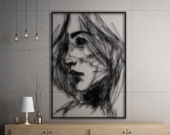 Minimalist Female Line Art: Modern Metal Wall Decor
