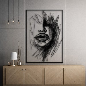 Woman Metal Line Art: Modern Wall Sculpture