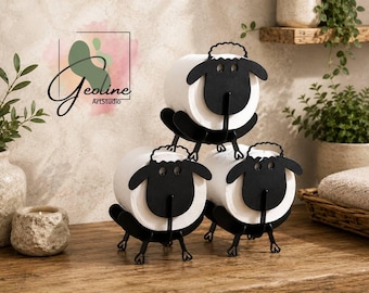 Set of 3 Sheep Toilet Paper Holders, Metal Toilet Roll & Towel Holder, Funny Bathroom Decor, Spa Hotel Bathroom Storage