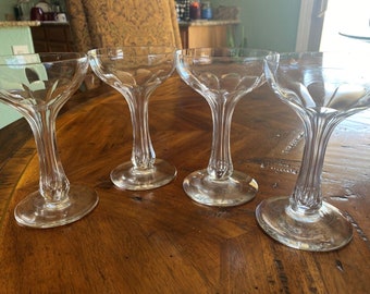 Set of 4 MCM Hollow Stem Champagne Coupes Hollywood Regency Vintage