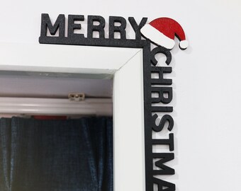 2023 Merry Christmas door hanger, Door Corner Christmas Decor, Santa Red Hat door corner, Decorate office computers, Door corner