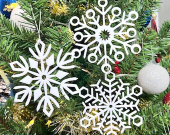 Enfeite de floco de neve branco, flocos de neve para árvore de Natal, decoração natalina exclusiva, presente de Natal para a família