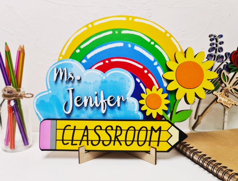 Teacher 3D Door Sign, Personalized Teacher Door Sign, Classroom Welcome ...