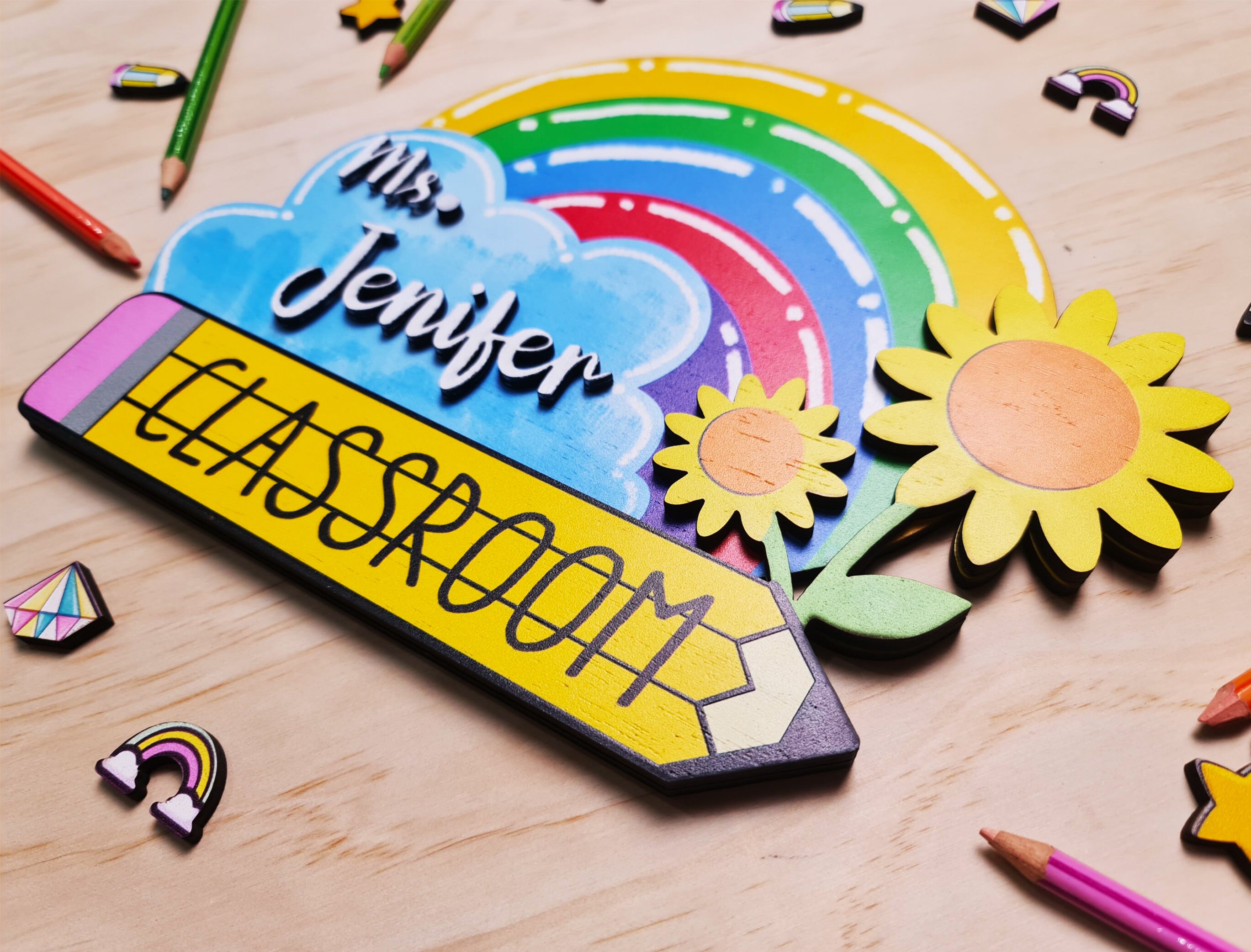 Teacher 3D Door Sign, Personalized Teacher Door Sign, Classroom Welcome ...