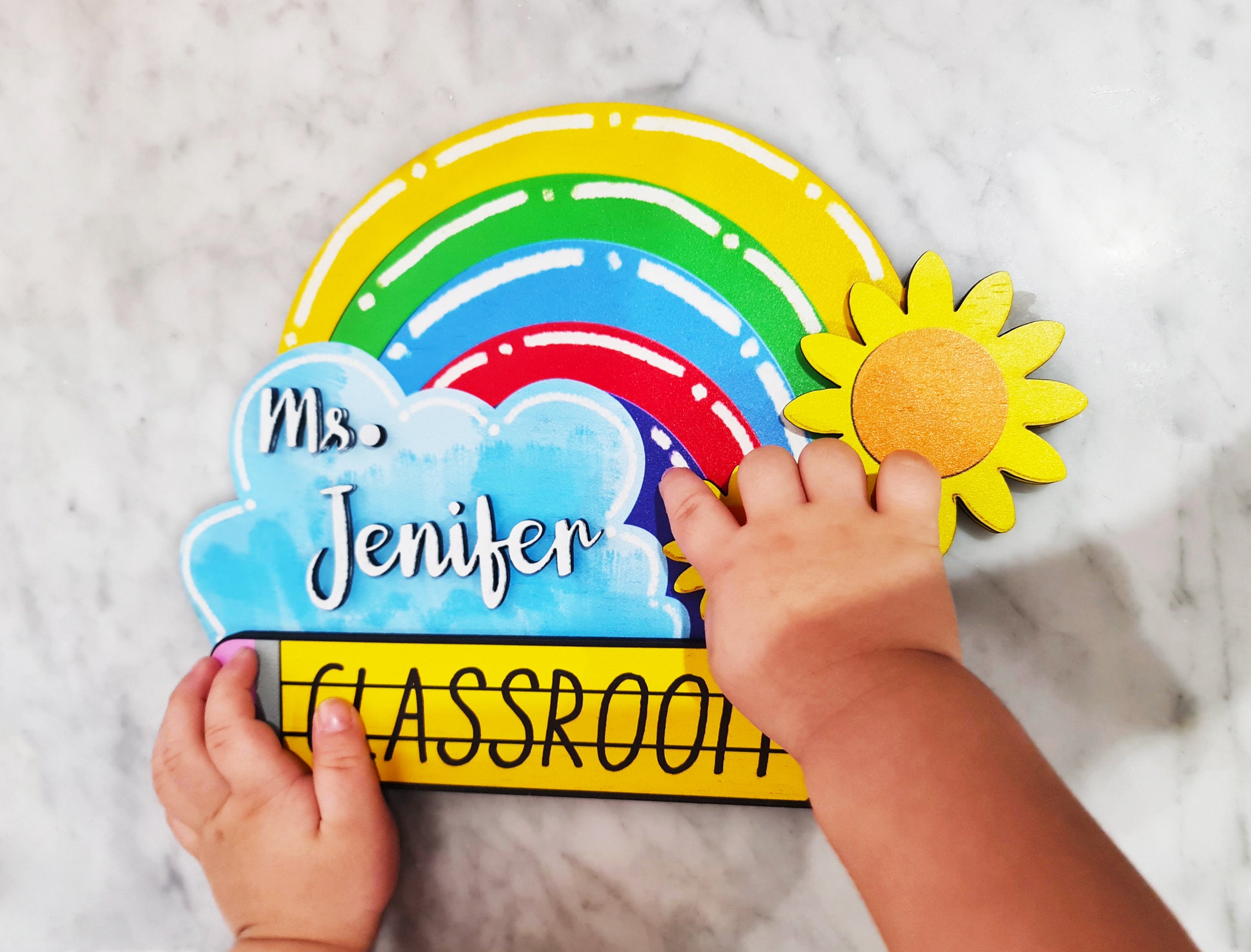 Teacher 3D Door Sign, Personalized Teacher Door Sign, Classroom Welcome ...