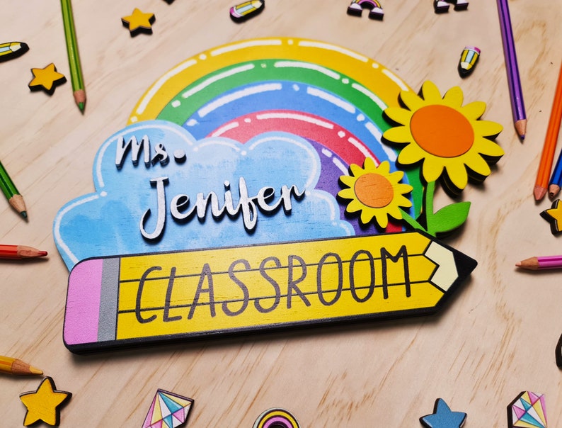 Teacher 3D Door Sign, Personalized Teacher Door Sign, Classroom Welcome ...