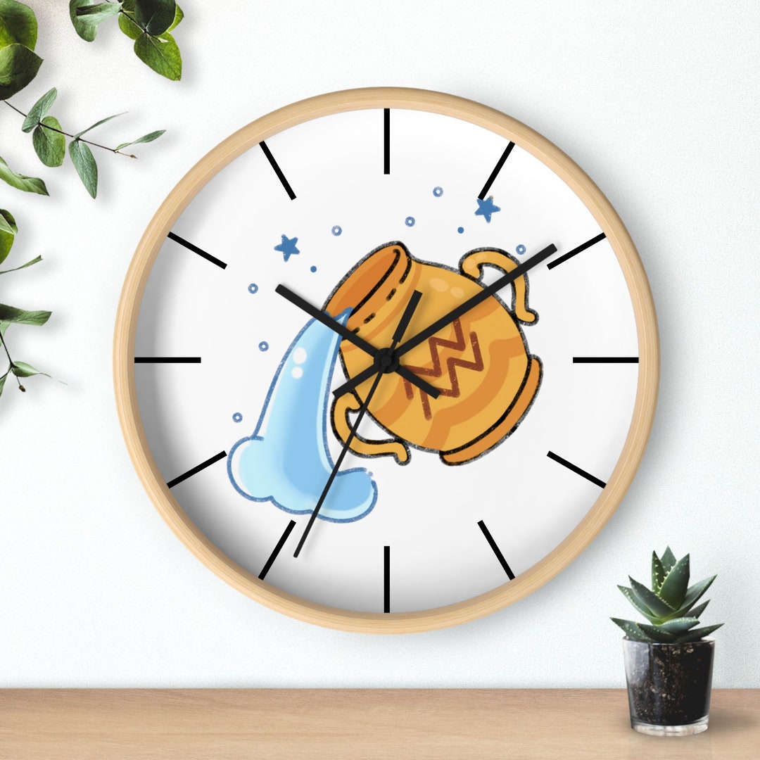 Aquarius Wall Clock Zodiac Series Etsy