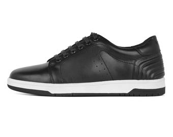 Genuine Leather Handmade Black Sneakers - Bolt - VV250