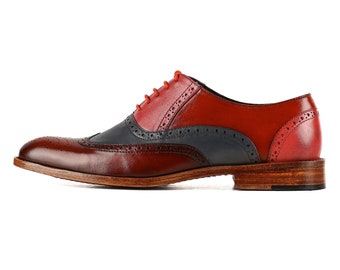 Mens Allen Edmonds Oxford Dress Shoes Red Leather Burgundy  display picture 1