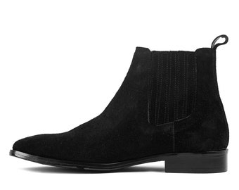 Genuine Leather Handmade Long Boots Men - Varese Black - VV183