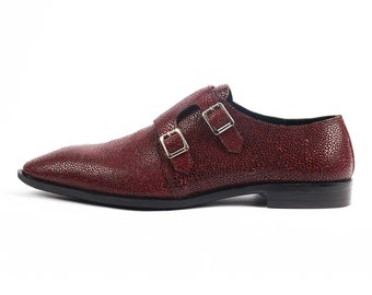Genuine Leather Handmade Double Monk Shoes Men - Mallory - VV159