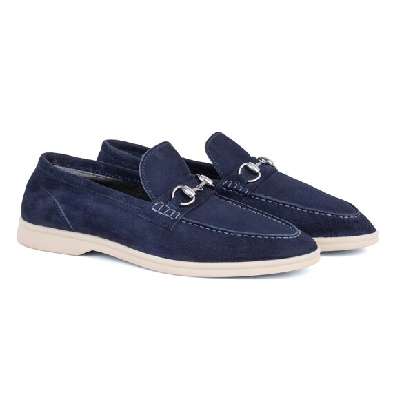 Genuine Leather Handmade Blue Loafer Shoes Men - Ardos 