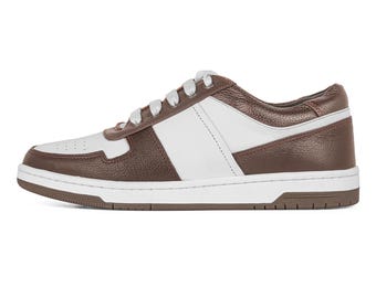 Zapatillas deportivas marrones de piel auténtica hechas a mano - Aero - VV247