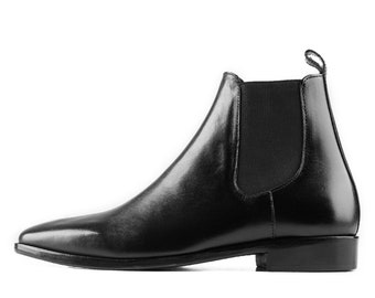 Genuine Leather Handmade Long Boots Men - Aversa Black - VV180