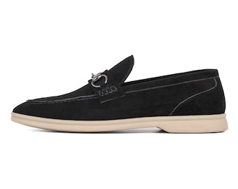 Echtleder Handgefertigte Schwarze Loafer Schuhe Herren - Soren - VV259