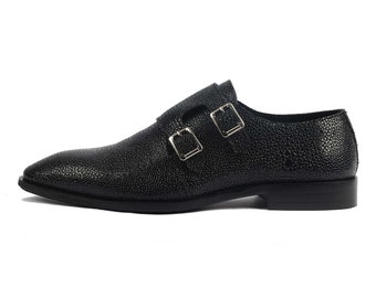 Zapatos Monk Dobles Hechos a Mano de Cuero Genuino para Hombre - Marquette - VV162