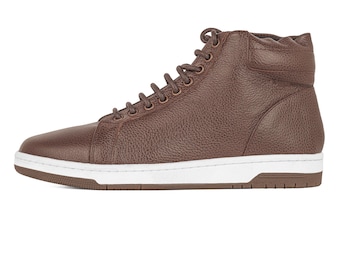 Zapatillas marrones de piel auténtica hechas a mano - Drift - VV244