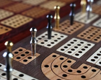 Hardwood Cribbage Board: Walnut, Mahogany & Padauk