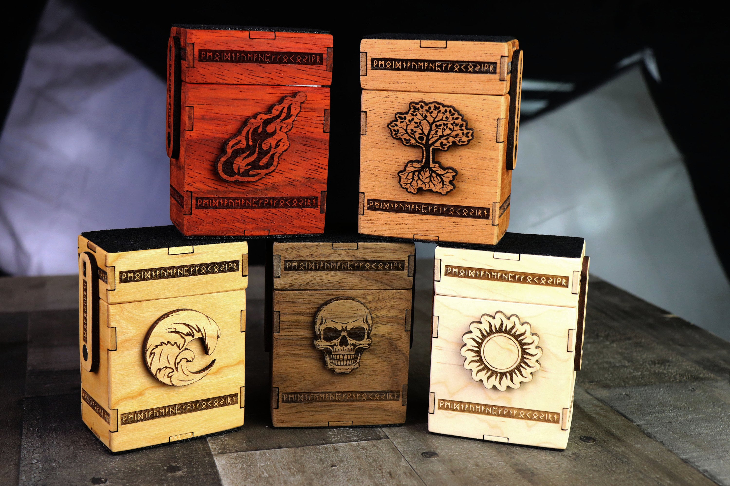 yugioh wooden card chest 4-Row Card Storage Box | Oak Maple Cherry Wood main image 0