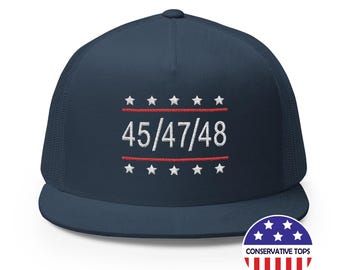 Trump 2028 Hat, Trump 48 hat gift, 45 47 48 Trump president hat, 45/47/48 Patriotic Number Embroidered Trucker Cap, Trump Hat gift Mesh Back