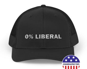 0% Liberal Snapback Trucker hat, ZERO percent liberal hat, republican hat gift, conservative hat gift,republican dad gift,Political Mesh cap