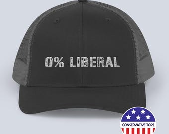 0% Liberal Snapback Trucker Cap, ZERO percent liberal hat, republican hat gift, conservative hat gift,republican dad gift,Political Mesh Hat
