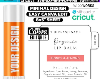 Canva Lip Balm Label Template: SVG, Cricut, Chapstick Sticker (Digital Download)
