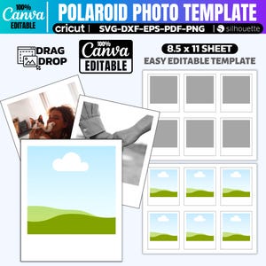 Polaroid foto canvas sjabloon, aangepaste polaroid, afdrukbare polaroid canvas frame, polaroid fotolijst sjabloon, Cricut silhouet sjabloon