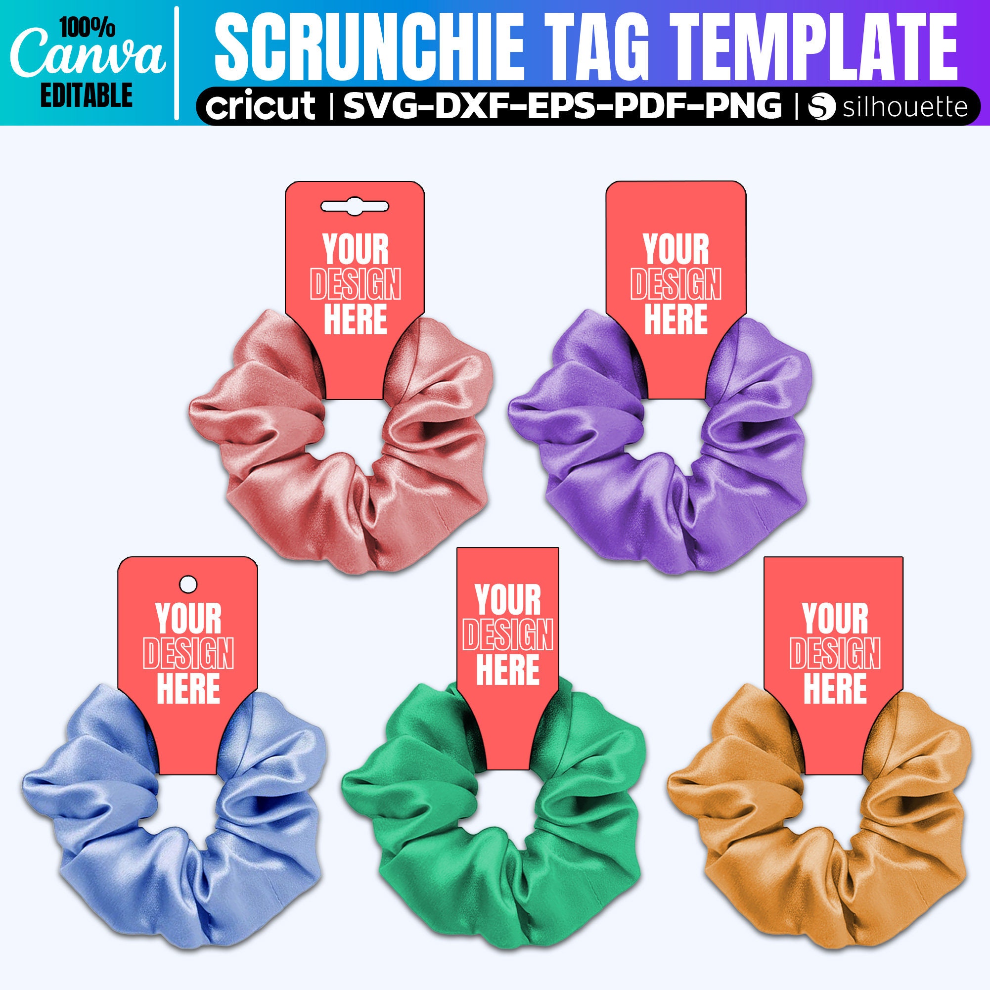 Scrunchie Tag Template Bundle: Editable Canva SVG PNG PDF - Etsy