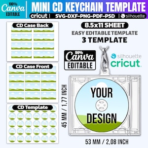 Mini Album CD Schlüsselbund Vorlage Canva Bearbeitbar | CD Hülle Vorderseite & Rückseite | 8,5 x 11 Zoll große CD-Vorlage | Mini-Fotoalbum-Svg Png Pdf