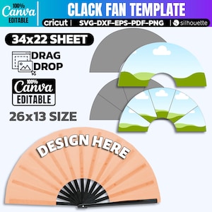 Clack Fan Template Canva Editable, Chinese Fan Template, Festival Hand Fan, Sublimation Template, Canva Editable, Sublimation Fan Template