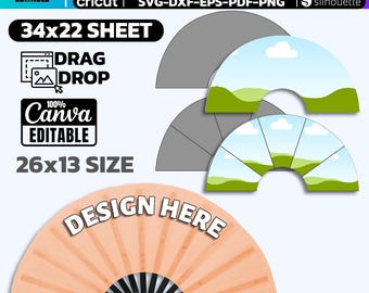 Clack Fan Template: Editable Chinese Fan, SVG, PNG, PDF (Digital Download)