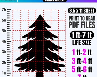 Christmas Pine Tree Templates PDF, 1ft–7ft Christmas Tree Template, Christmas Yard Decor Pattern