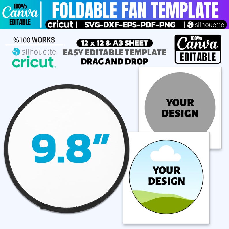 Fan Template.pdf Foldable Fan Template (svg, Png, Dxf, Pdf, Eps, Canva Digital Download ...