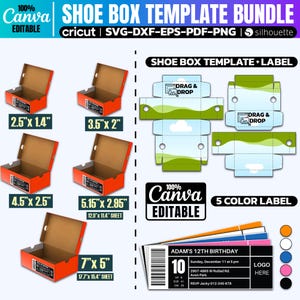 Schuhkarton svg, Schuhkartonvorlagen-Bundle, Sneaker-Box-Vorlage, Schuhkarton-Etiketten-Svg, Mini-Schuhkarton, Schuhkarton-Geschenkbox, Schuhkarton-Etikettenvorlage