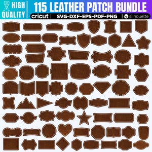 Pacote de Patch de Couro Svg, Modelo de Patch de Couro para Chapéu Svg, Formas de Patch de Couro, Patch de Boné Svg, Cricut/Silhueta, Xtool/Glovforge