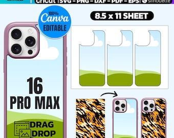Phone 16 Pro Max Case Sublimation Canva Template (Digital Download)