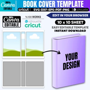 Canva Editable Book Cover Template, Book Cover Svg, Diy Book Cover, Cricut Cut File, Blank Cover Design, Svg Dxf Eps Png Pdf Canva