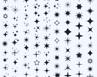 110 Sparkle Star SVG Bundle, Twinkle Stars Clipart, Star Silhouette Cut Files for Cricut, Instant Download
